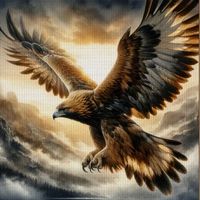 Kreuzstich-Handarbeit-Sticken-Geschenk-Bild-Adler -30x30cm