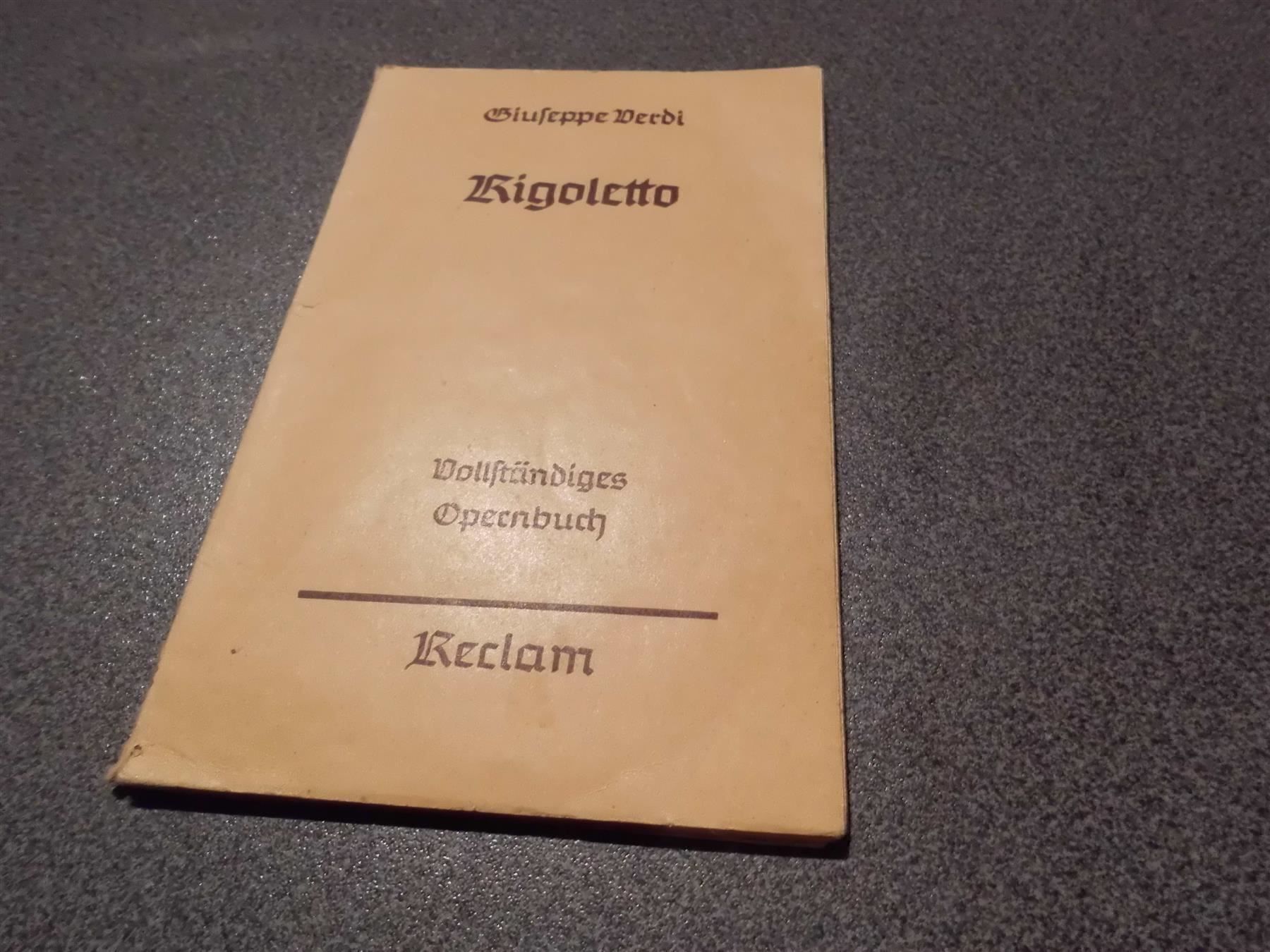 Bücher: Rigoletto, Giuseppe Verdi, Reclam, 1940 – Gebraucht aus Zürich von abraxas1291