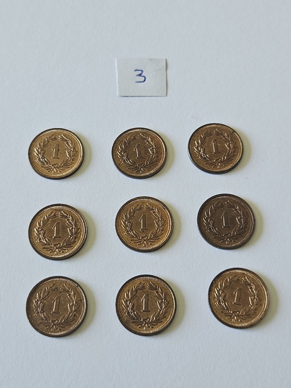 Tutti le monete: 1 Rappen 1937, 9 stk. – Usato da Pfäffikon ZH venduto da Melibol 3