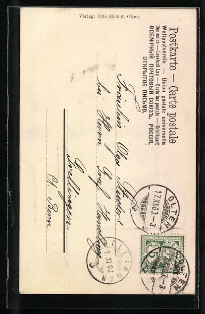 Cartoline postali: Olten, Das Säli-Schlösschen, 1903 – Usato da Berlin venduto da bartko-reher 1
