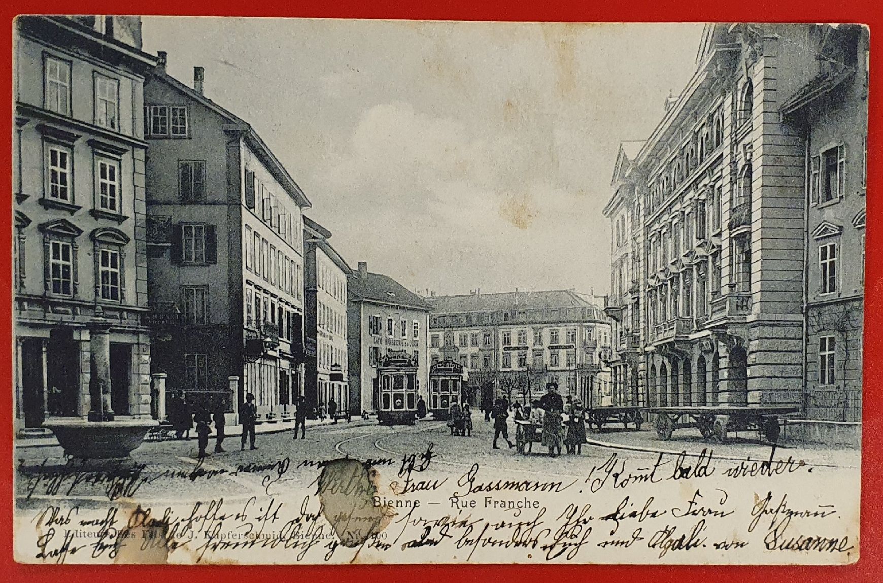 Cartoline postali: Biel/Bienne 1903 -  Rue Franche – Usato da Kreuzlingen venduto da Rschweiz1