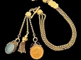 Antike Taschenuhr Kette Chatelaine 9k 27cm  *S1906