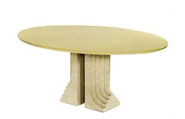 Ovaler designer-Esszimmertisch aus seltenem Carrara Marmor