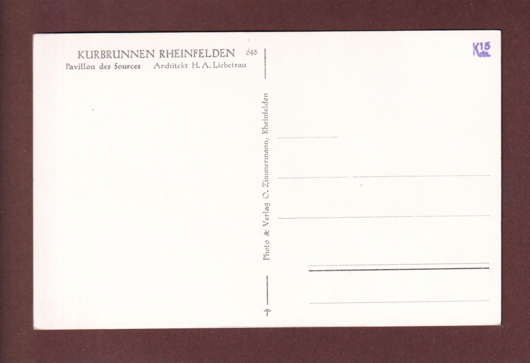 Ansichtskarten: Kurbrunnen RHEINFELDEN – Gebraucht aus Pully von nicecards-shop 1