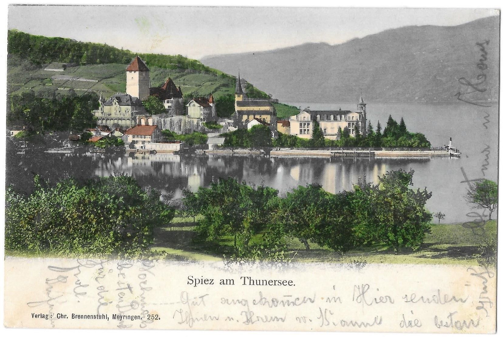 Cartoline postali: Spiez am Thunersee coloriert – Usato da Olten venduto da clotaldi