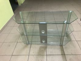 Meuble TV en verre et métal