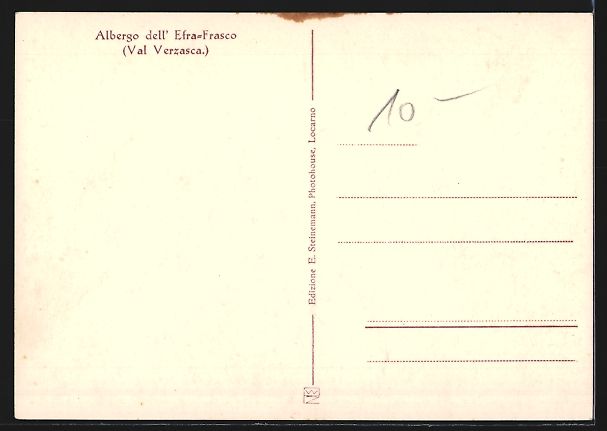 Cartoline postali: Frasco /Val Verzasca, Albergo dell' Efra – Usato da Berlin venduto da bartko-reher 1