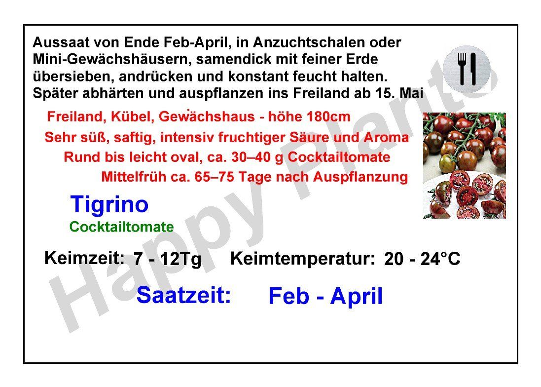 Piante & sementi: Tigrino - Kirschtomate - 15 Samen – Nuovo e nell'imballaggio originale da Sumiswald venduto da Cham14559 1