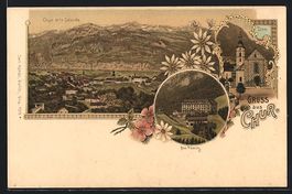 Litho Chur, Dom, Gesamtansicht mit Blick