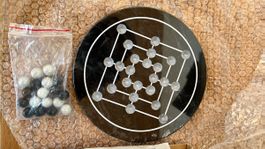 Mühlespiel aus Stein rund schwarz