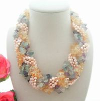 SALE Design Citrin Fluorit Perle Kette Edelstein Collier