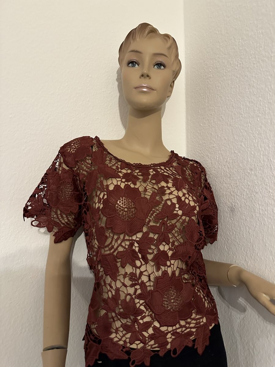 Top: Damen spitzen Top Oberteil dunkelrot – Usato da Basel venduto da Ivana_4 3