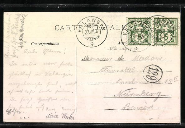 Cartoline postali: AK Valangin, Blick auf den Ort mit Turm – Usato da Berlin venduto da bartko-reher 1