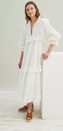 Stella Nova Maxikleid weiss Lochstickerei 40 Boho