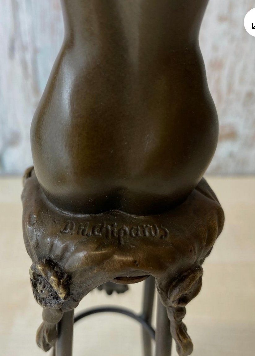 Statuette: Femme nue sur un tabouret-Bronze – Usato da Lausanne venduto da macgiver1008 3