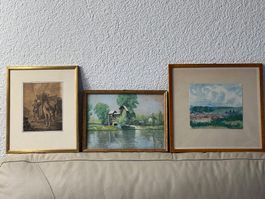 Lot von drei kleinen Kunstwerken!