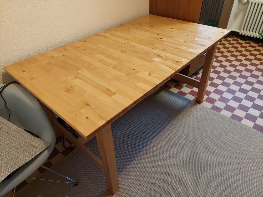 Esstisch VINKO XL1 120-160x80 Tisch Buche Natur Massiv Ausziehbar