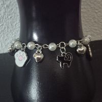 Bracciale con ciondoli zampa di gatto e cuore Argento