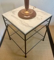 Table d'appoint, marbre de Carrare et fer forgé, 1960