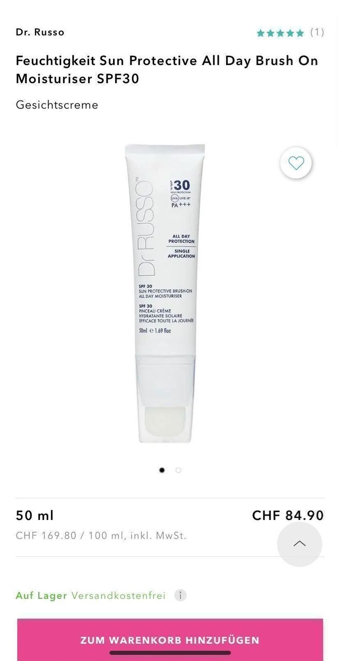 Cura del viso: Dr. Russo Brush Moisturiser SPF30,Ladenpreis CHF84.90 – Nuovo e nell'imballaggio originale da Zürich venduto da deruja 8