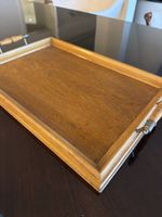 Serviertablett aus Holz mit Griffen antik 