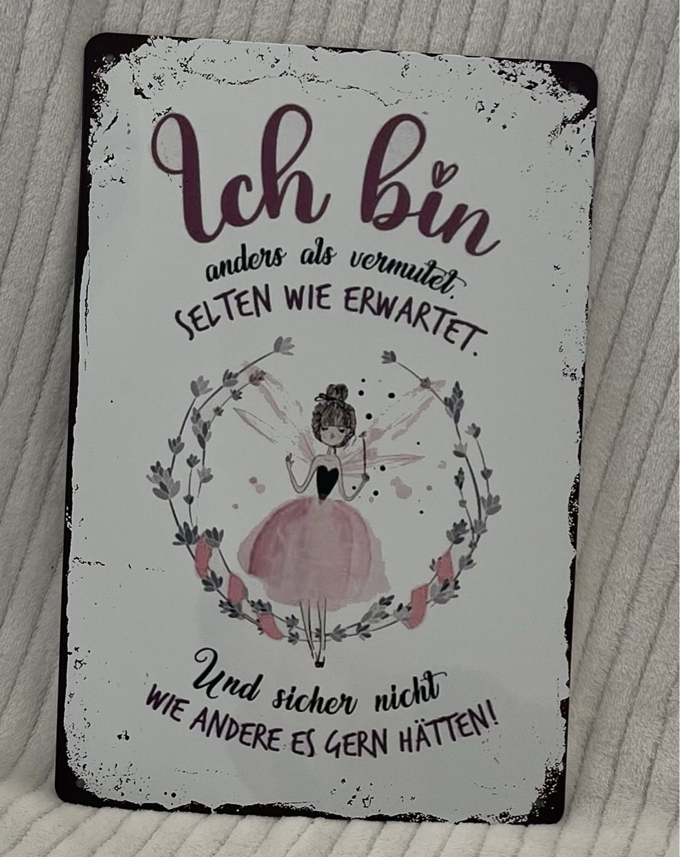 Insegne: Schild Shabby Deko Fee "Ich bin anders" Blechschild Vintage – Nuovo e nell'imballaggio originale da Oberegg venduto da MZ_DiesundDas