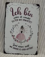 Schild Shabby Deko Fee "Ich bin anders" Blechschild Vintage