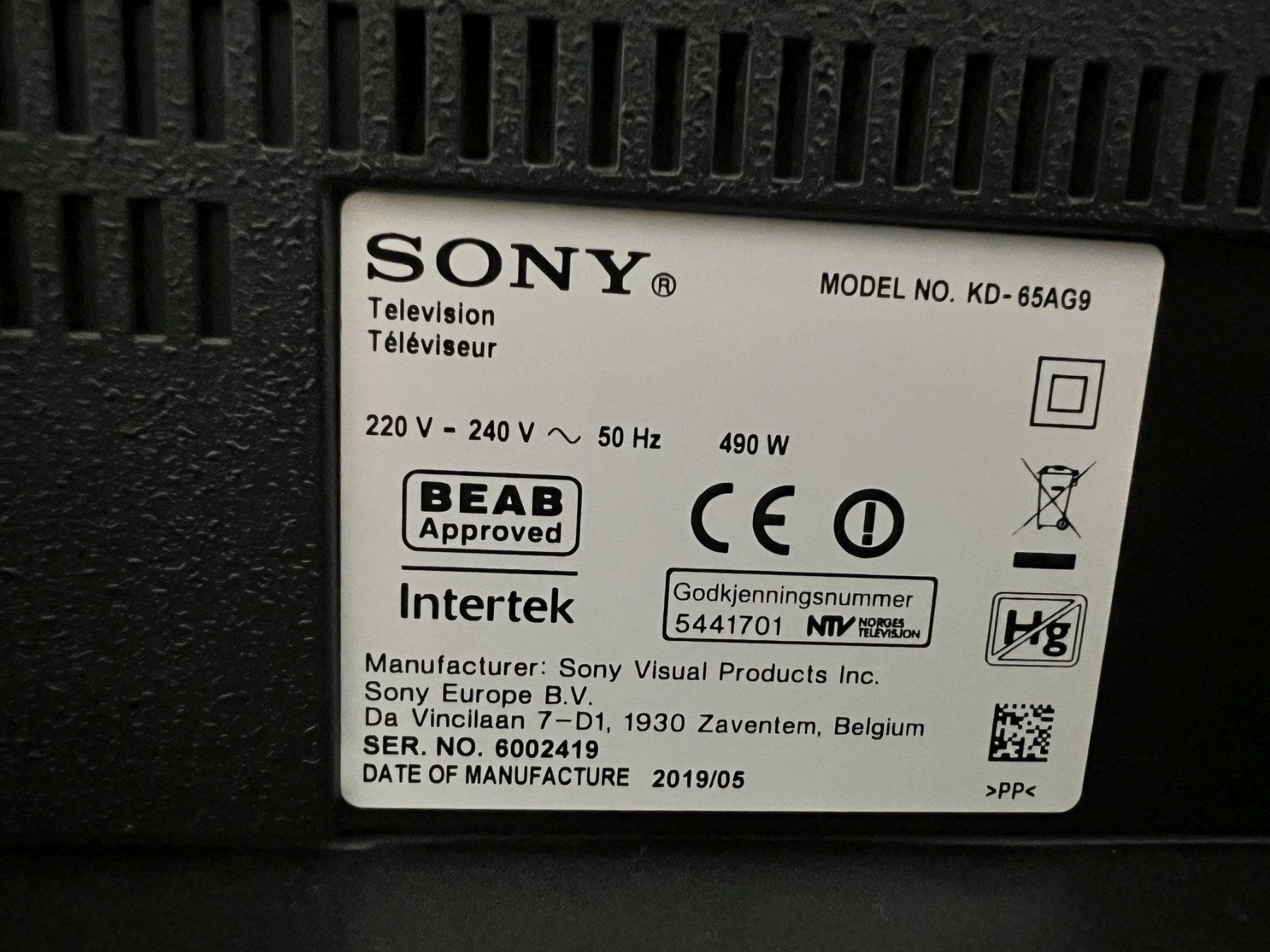 Sony Appareils TV: SONY: Fernseher, Model  KD-65AG9 – D'occasion à Seuzach par richimueller 2