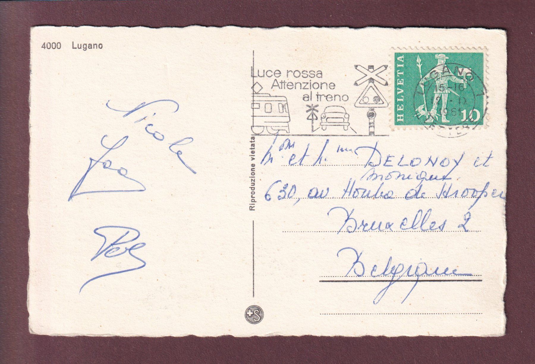 Ansichtskarten: LUGANO - 3 immagini - 1961 – Gebraucht aus Pully von nicecards 1