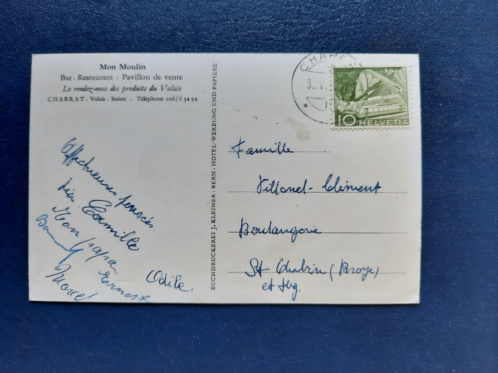 Cartoline postali: Ansichtskarte Charrat, Restaurant Mon Moulin, gestempelt – Usato da Marly venduto da neu-adlerauge65 1