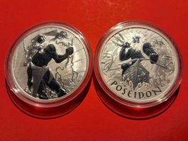 ZEUS POSEIDON 2x 1 UNZE SILBER 20/21 GODS OF OLYMPUS SILBER