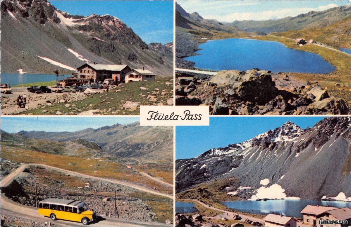 Ansichtskarten: Flüela GR // Postauto 1963 Flüela-Pass Hospiz – Gebraucht aus Basel von intermezzo12