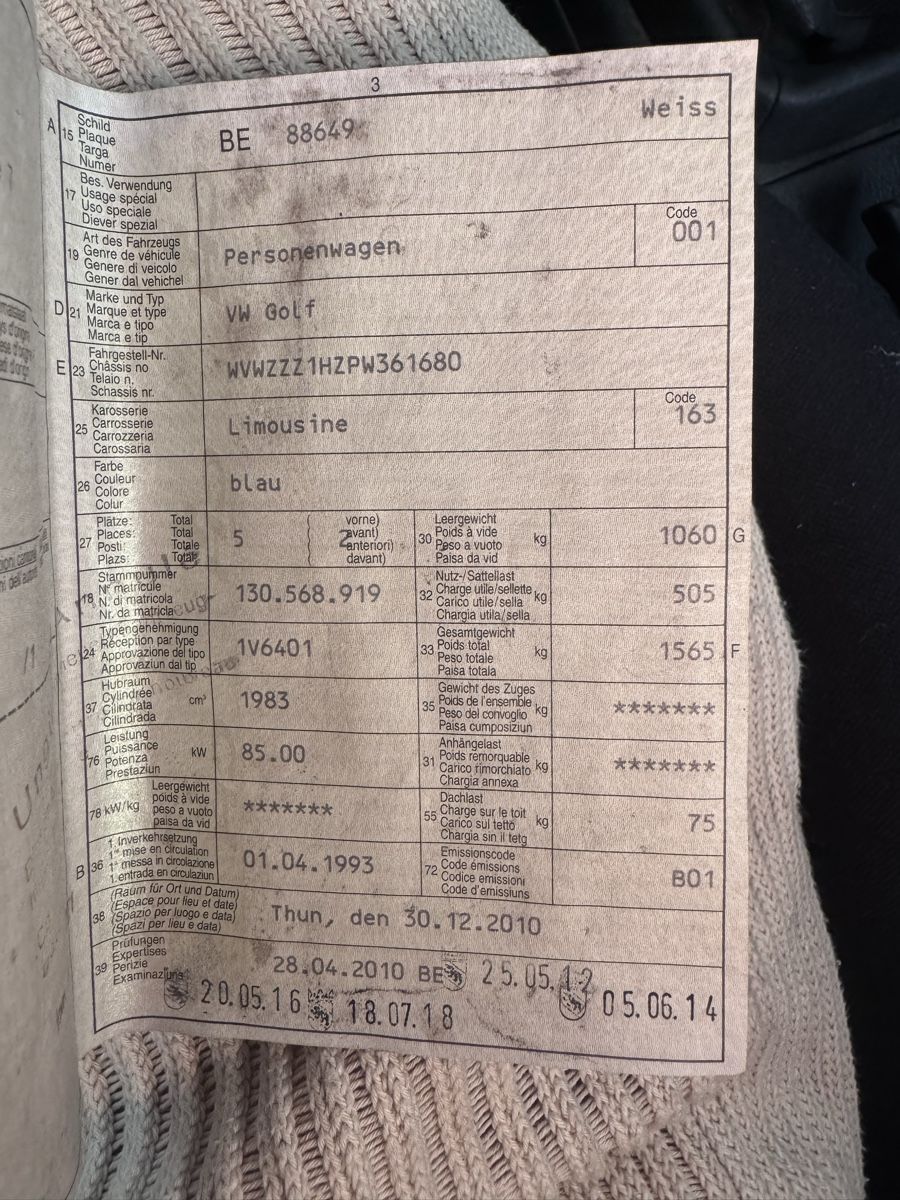 VW Automobili: VW golf 3 GTI / ab 1 CHF – Usato da Grosswangen venduto da til_mss6 8