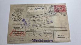 1922 Paketkarte Deutsches Reich von Dresden