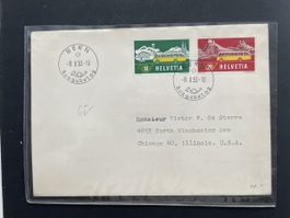 ETS Helvetia-Bus-Marken auf Brief 8.10.1953
