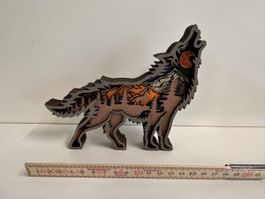 3D Holz Deko Wolf Wald Natur Wanddeko Geschenkidee