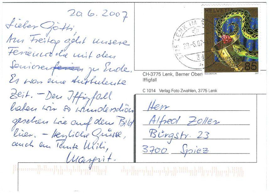 Cartoline postali: AK Lenk, Iffigfall – Usato da Rheinfelden venduto da wil_m7gh 1