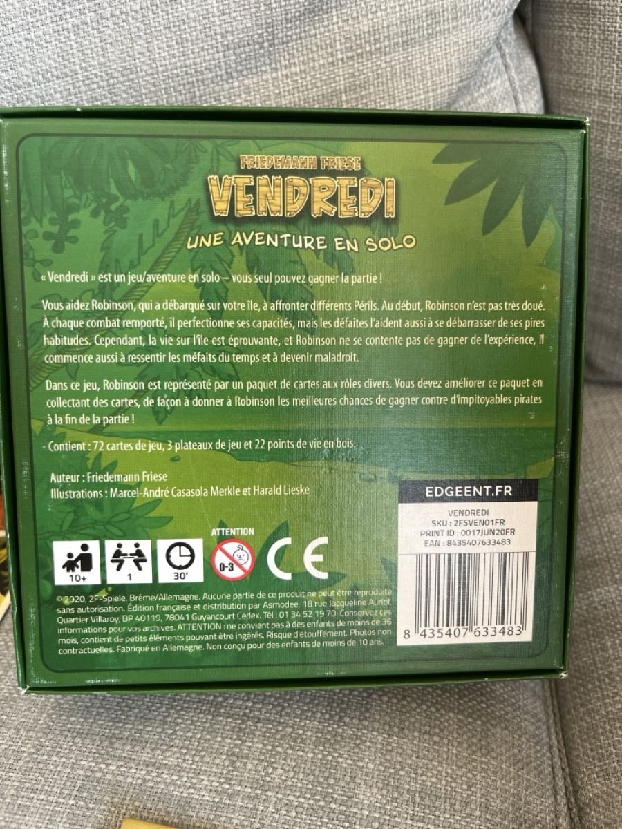 Giochi: Jeu  “Vendredi”  – Usato da Genève venduto da Majikamu 3