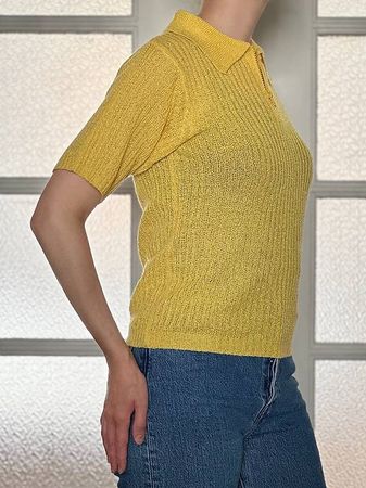 Gelbes Strick-Poloshirt | Vintage | S