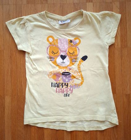 🐱🌸💛 T-Shirt mit Katzen-Print & Glitzer, gelb, Gr. 104