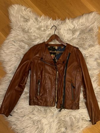 Giacca di pelle marrone - Taglia 38