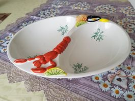 Teller 44x35cm gross, Bassano Keramik aus 80-er, signiert