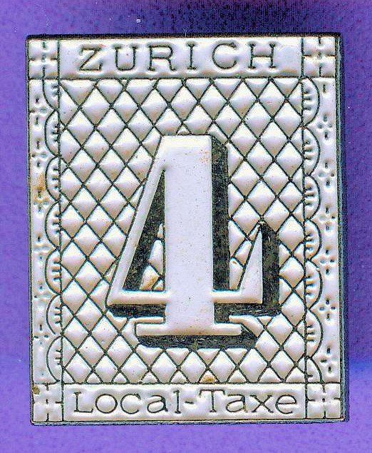 Plaketten & Abzeichen: ZÜRICH 4 Local Taxe – Gebraucht aus Winterthur von Sammleroase