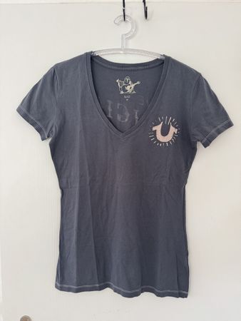 True Religion T-Shirt dunkelgrau Grösse M Y2K damen