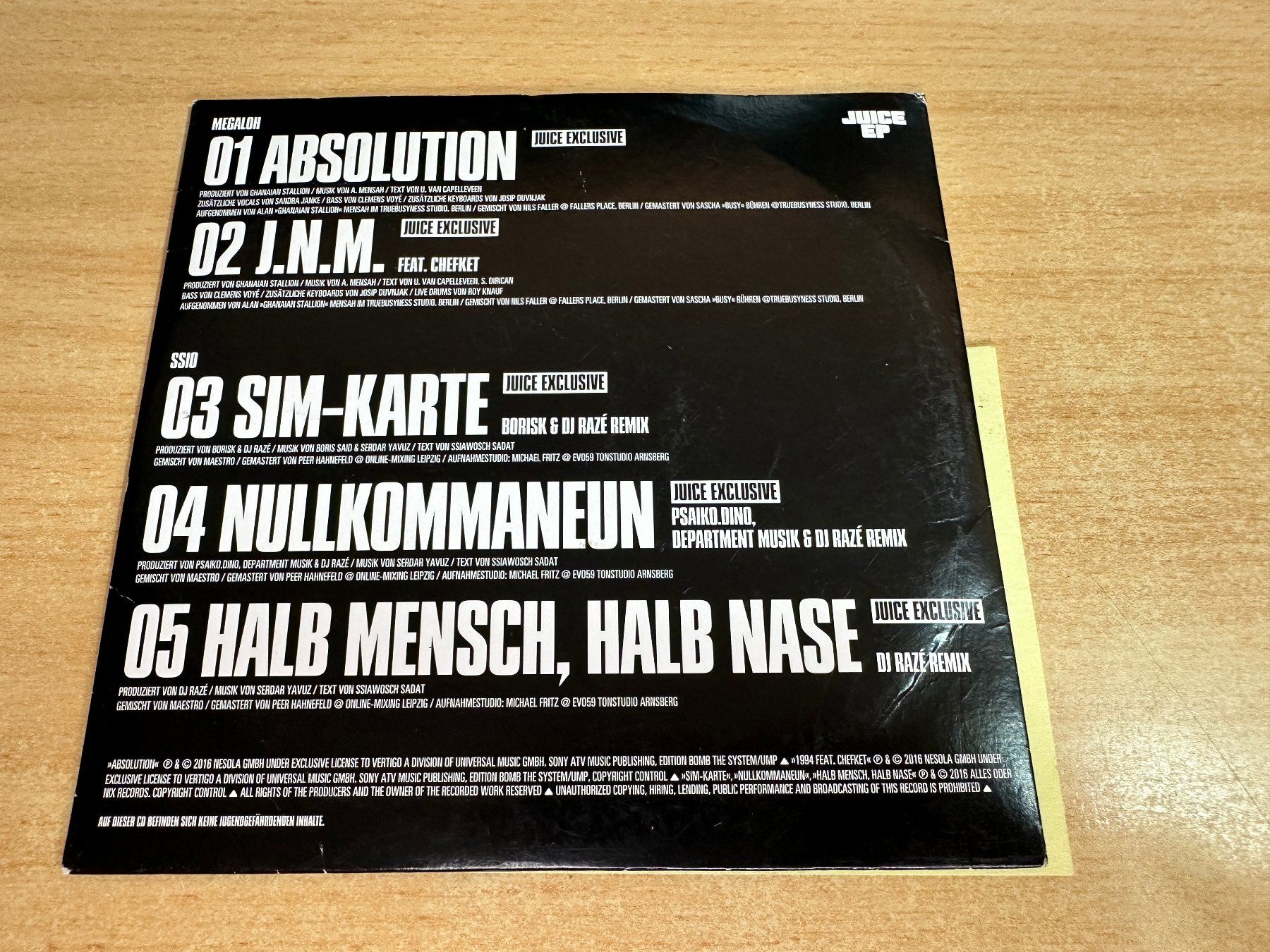 CD: SSIO / Megaloh – Juice EP – Usato da Rikon im Tösstal venduto da Alpenmutz 1