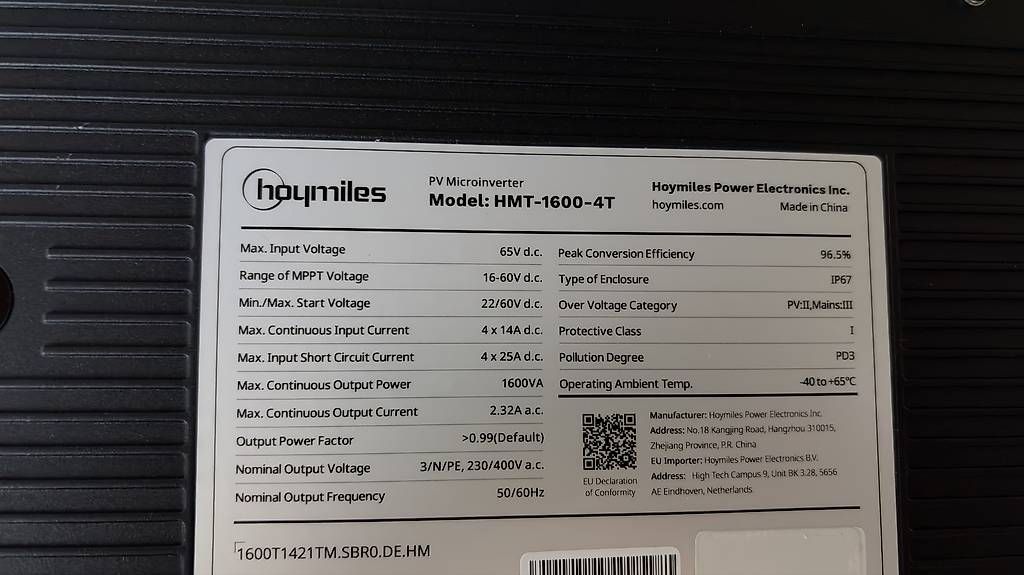 Hoymiles Inverter: Hoymiles HMT 1600 4 T – Usato da Helgisried venduto da mosermarcel3 1