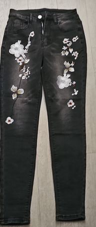 pantalon femme effet  jeanmotif floral taille 36 neuf  