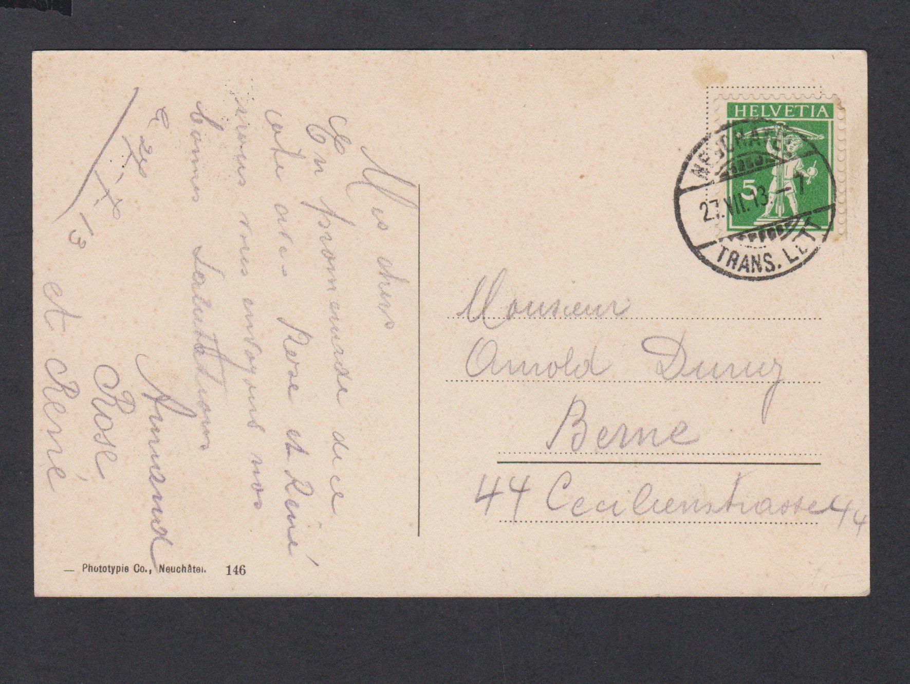 Cartoline postali: Neuchatel   :   alte Mehrbild- Ansichtskarte von 1913 – Usato da Vitznau venduto da Ropaku 1