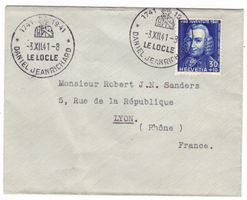 lettre du Locle cachet S222 pour Lyon (France) le 3.XII.41