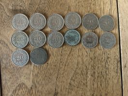 Lot Münze 20 Rappen 1850 - 1989